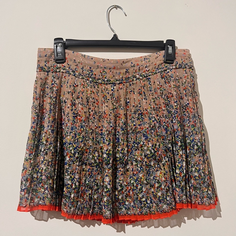 Floral pleated multi-colored skirt